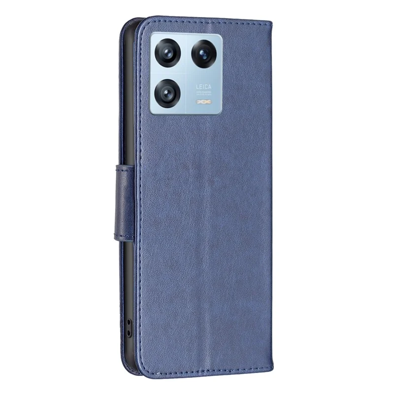 Handytasche aus Leder mit Schmetterlingsmuster und Gurt für Xiaomi 13 Pro 5G, Handyhülle – Dunkelblau