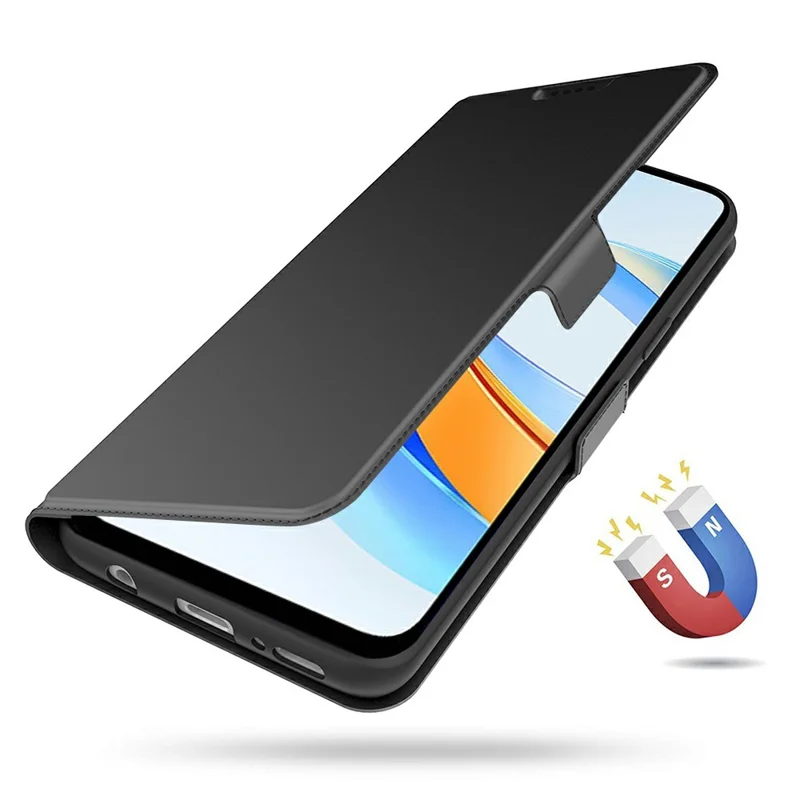 Für Honor X80 Pro Max 5G Hülle stoßfest TPU Innenschale Ledertelefonhülle mit Kartenfach - Schwarz