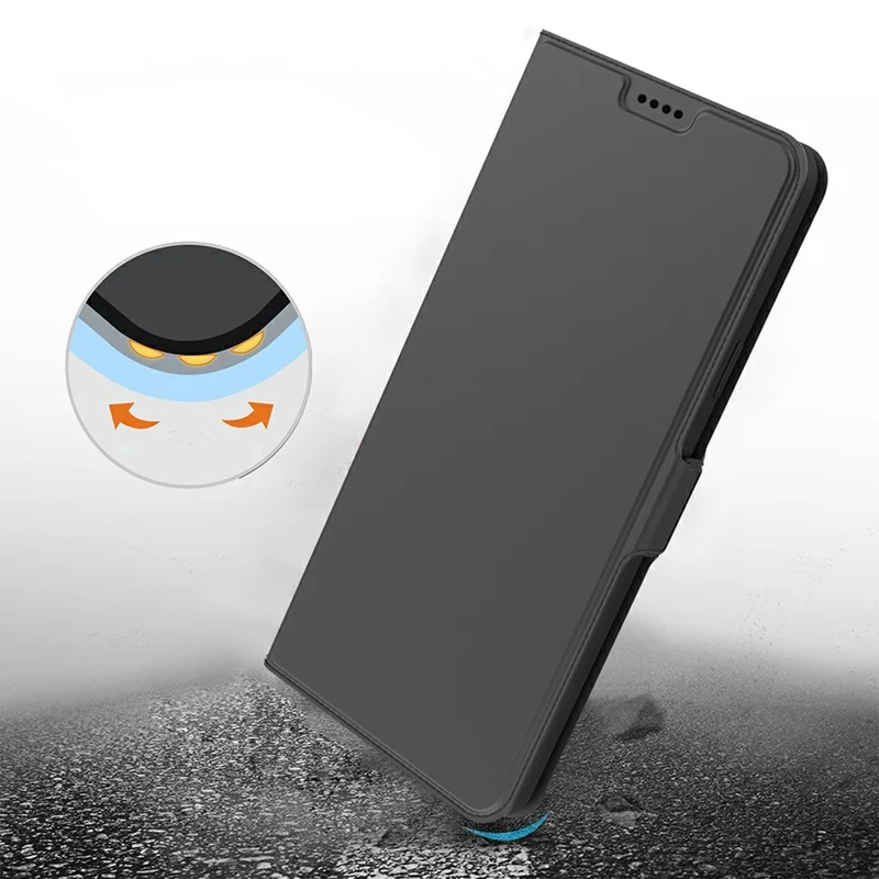 Für Honor X80 Pro Max 5G Hülle stoßfest TPU Innenschale Ledertelefonhülle mit Kartenfach - Schwarz