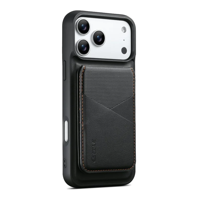 ESEBLE LE6 for iPhone 17 Pro Max Magnetic Case with Detachable RFID Blocking Card Holder PU Leather + TPU Phone Cover - Black
