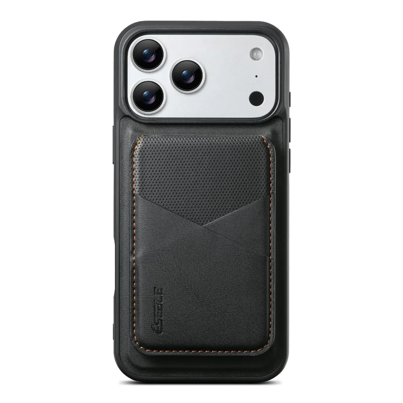 ESEBLE LE6 for iPhone 17 Pro Max Magnetic Case with Detachable RFID Blocking Card Holder PU Leather + TPU Phone Cover - Black