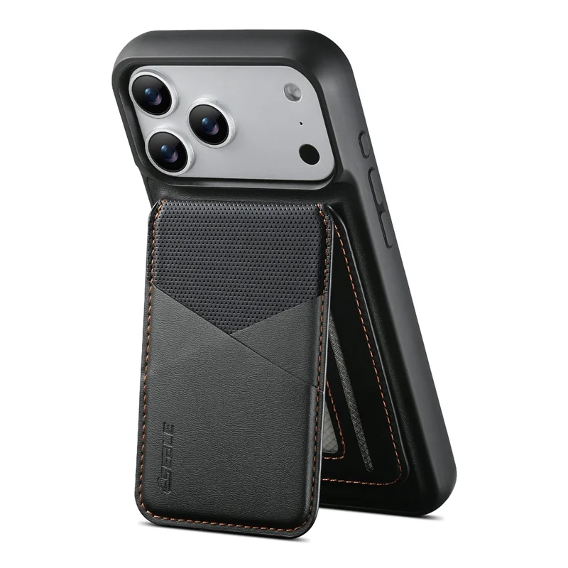 ESEBLE LE6 for iPhone 17 Pro Max Magnetic Case with Detachable RFID Blocking Card Holder PU Leather + TPU Phone Cover - Black