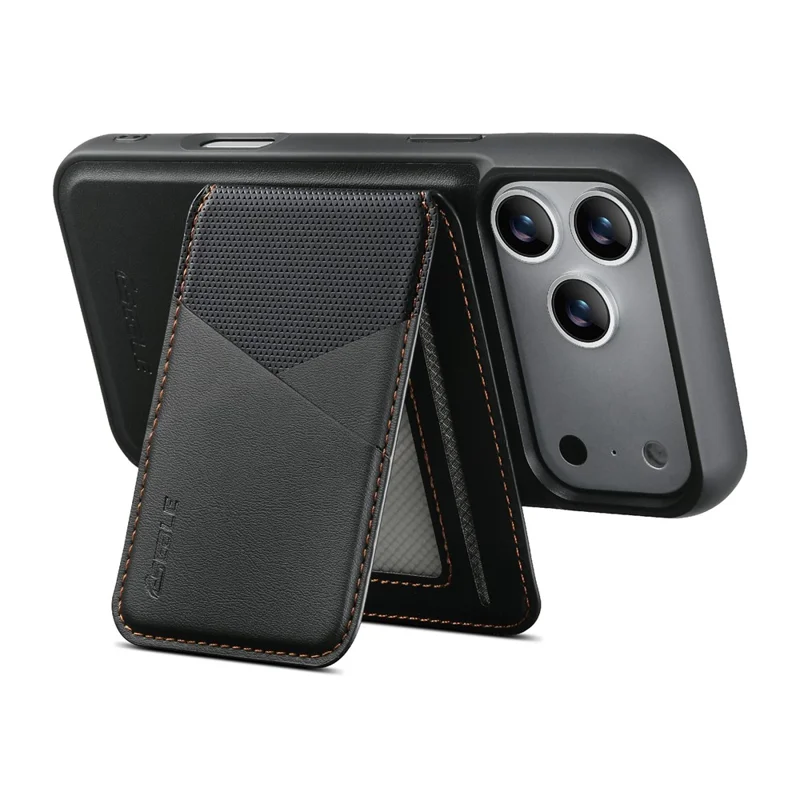 ESEBLE LE6 for iPhone 17 Pro Max Magnetic Case with Detachable RFID Blocking Card Holder PU Leather + TPU Phone Cover - Black