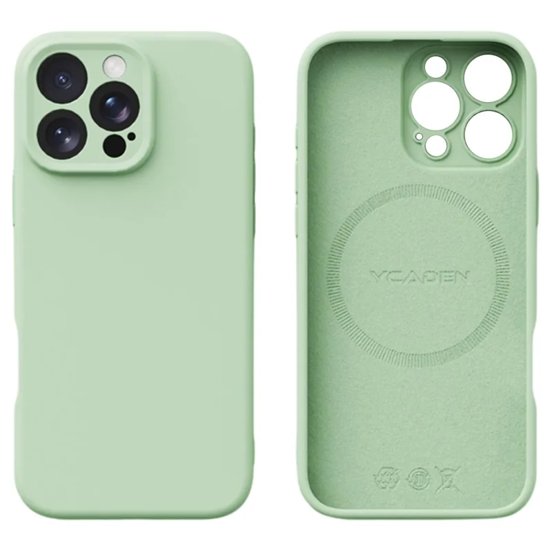 YCADEN pour iPhone 16 Pro Max étui magnétique découpes précises coque arrière en TPU - Vert herbe