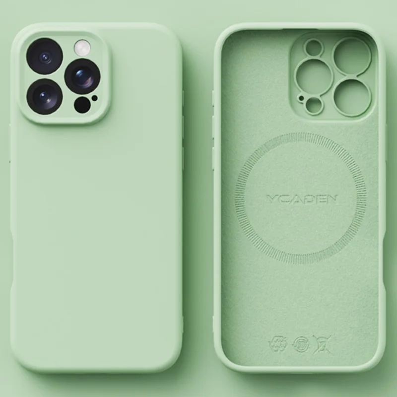 YCADEN pour iPhone 16 Pro Max étui magnétique découpes précises coque arrière en TPU - Vert herbe