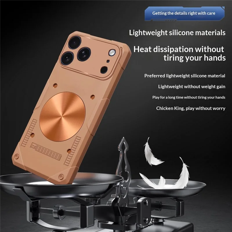 For iPhone 17 Pro Case Copper Heat Dissipation TPU + Metal Cooling Phone Cover Support Magnetic Car Mount - Black