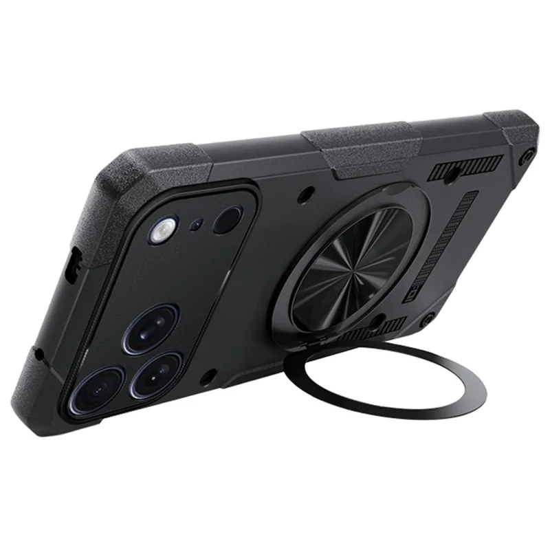 For iPhone 17 Pro Magnetic Case 360° Rotating Ring Kickstand TPU Phone Cover - Black