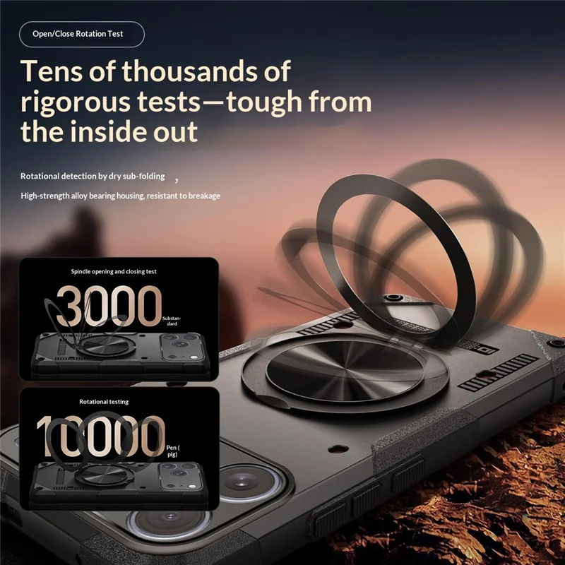 For iPhone 17 Pro Magnetic Case 360° Rotating Ring Kickstand TPU Phone Cover - Black