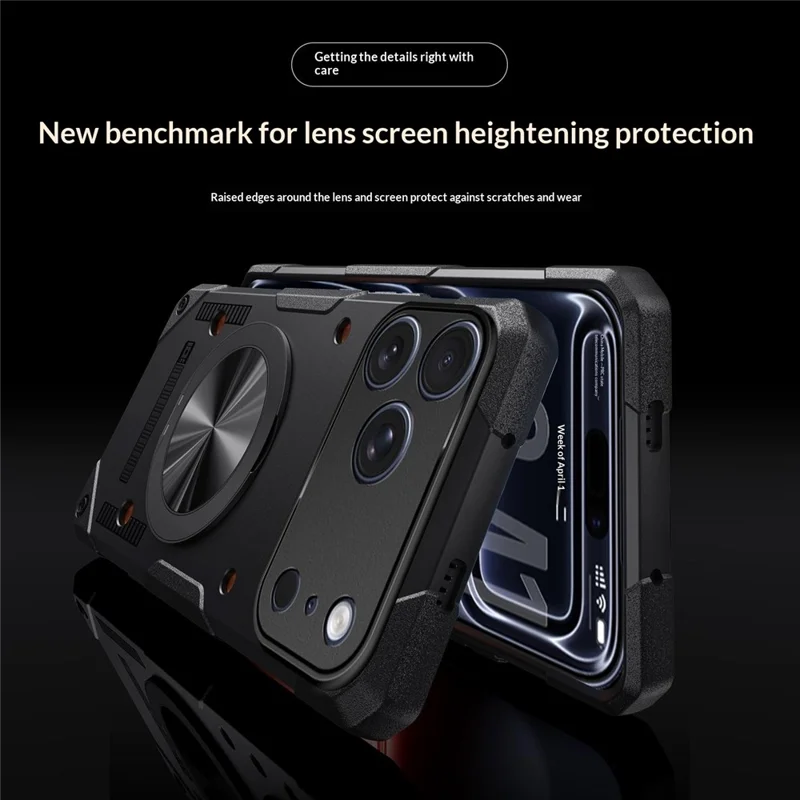 For iPhone 17 Pro Magnetisk Skærm 360° Roterende Ring Ståestand TPU Telefonbeskytning - Grå