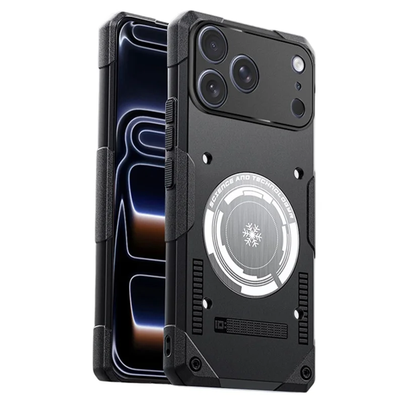 For iPhone 17 Pro Max Case Graphene Cooling TPU + PC Armor Shockproof Phone Cover - Black