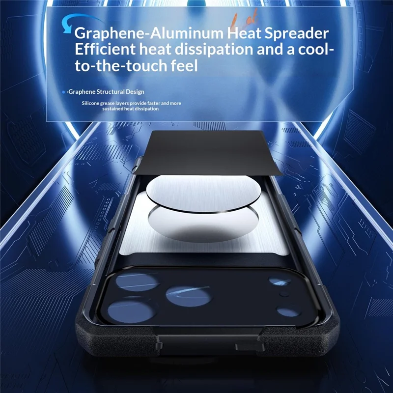 For iPhone 17 Pro Max Case Graphene Cooling TPU + PC Armor Shockproof Phone Cover - Black
