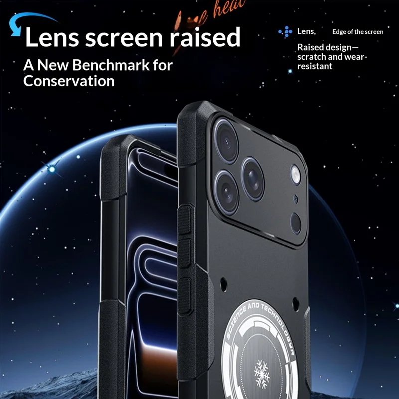 For iPhone 17 Pro Max Case Graphene Cooling TPU + PC Armor Shockproof Phone Cover - Black