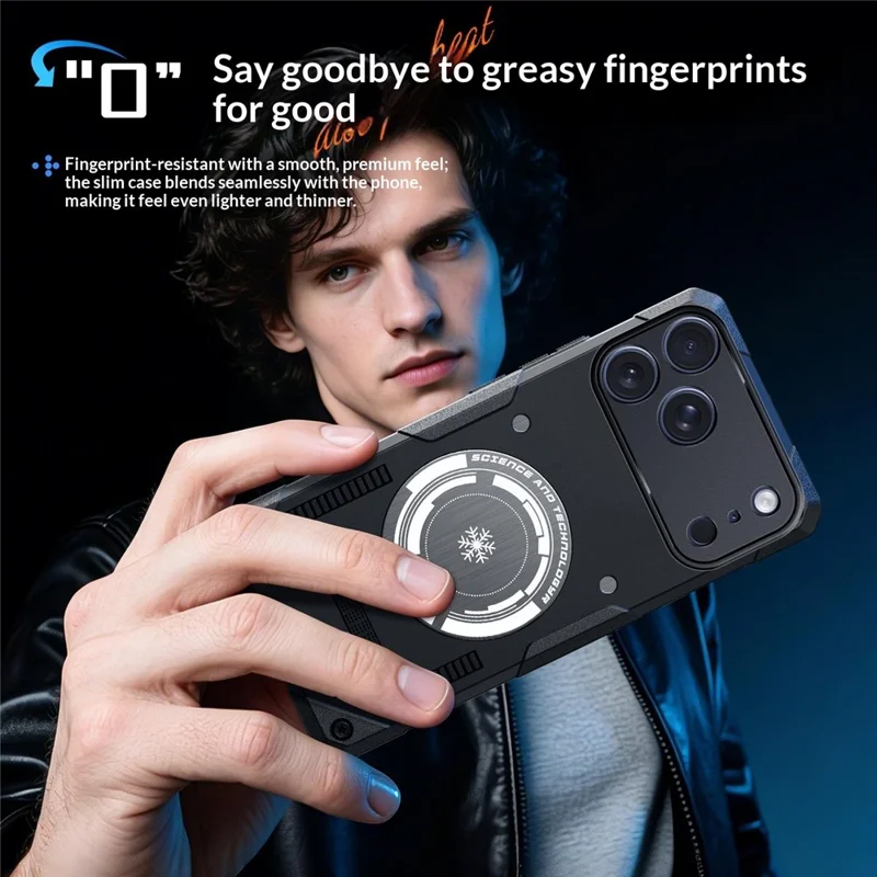 For iPhone 17 Pro Max Case Graphene Cooling TPU + PC Armor Shockproof Phone Cover - Black