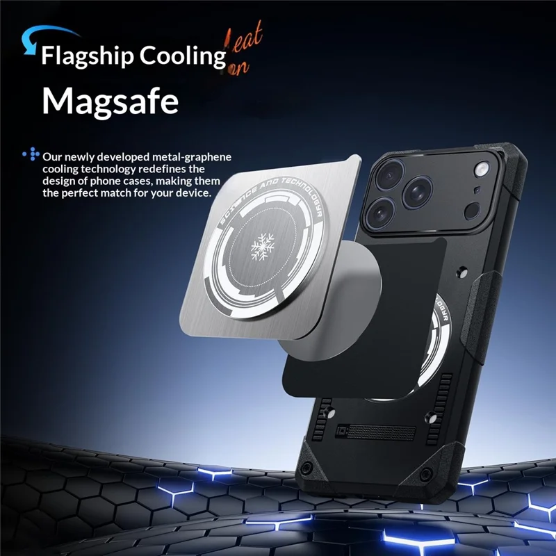 For iPhone 17 Pro Max Case Graphene Cooling TPU + PC Armor Shockproof Phone Cover - Black