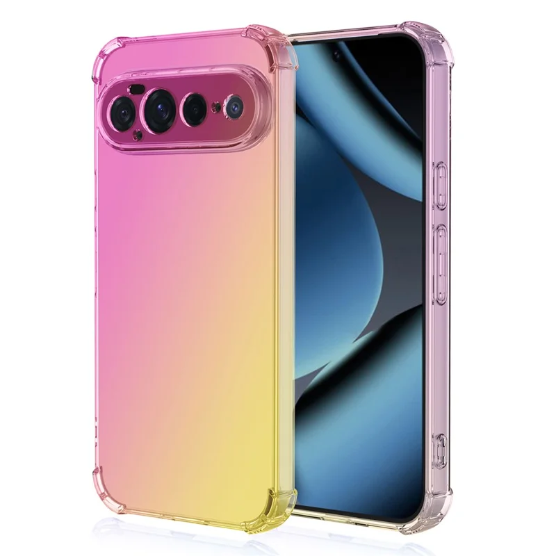 For Google Pixel 11 Pro XL Case Gradient Color TPU Anti-Drop Phone Cover - Pink  /  Gold