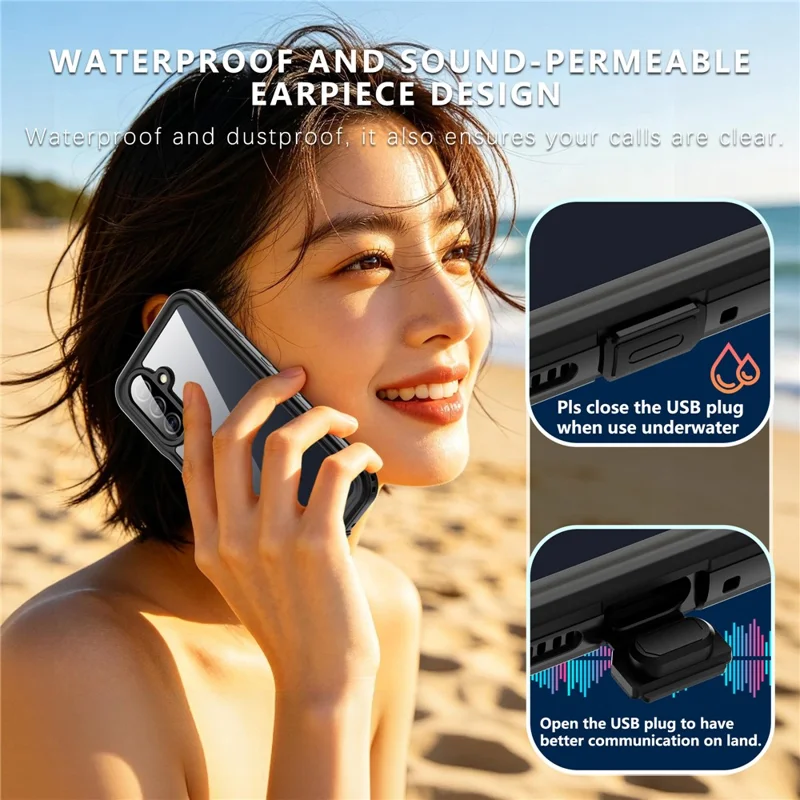 REDPEPPER A Series For Samsung Galaxy A27 5G IP68 Phone Case Clear Back Waterproof Cover - Black