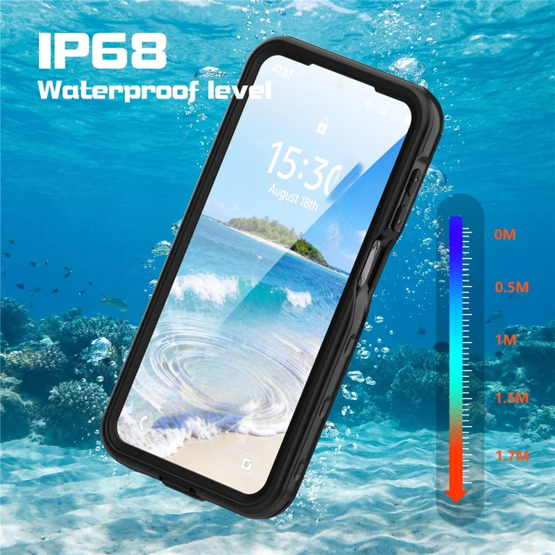 REDPEPPER A Series For Samsung Galaxy A27 5G IP68 Phone Case Clear Back Waterproof Cover - Black