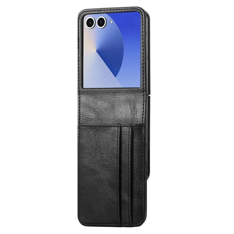 For Samsung Galaxy Z Flip8 Case Multi-Card Slot Leather Protective Phone Back Cover - Black