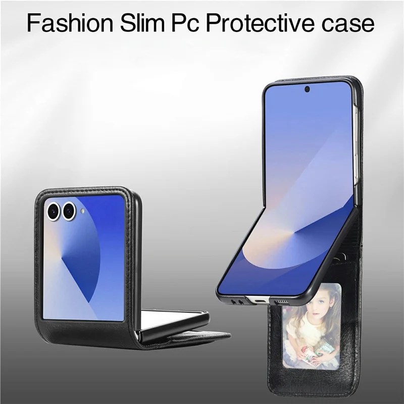 For Samsung Galaxy Z Flip8 Case Multi-Card Slot Leather Protective Phone Back Cover - Black