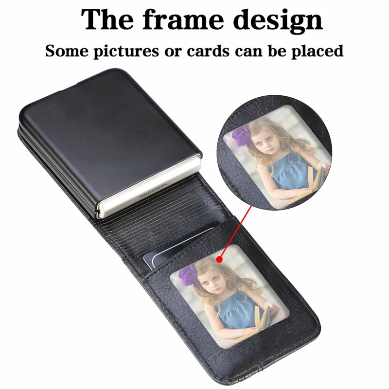 For Samsung Galaxy Z Flip8 Case Multi-Card Slot Leather Protective Phone Back Cover - Black