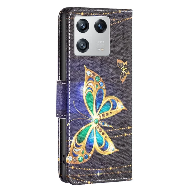 Série de cuir à impression de motif BF pour Xiaomi 13 Étui portefeuille en cuir PU à impression de motif résistant aux chocs - Papillon en bijoux