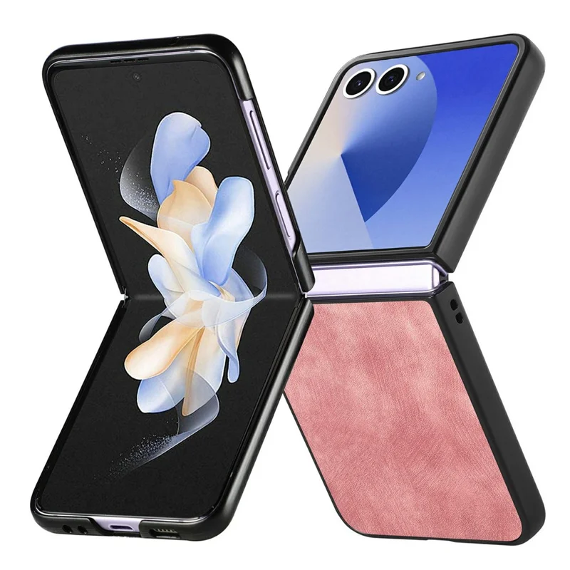 For Samsung Galaxy Z Flip8 Case Shockproof Slim Retro Leather Phone Back Cover - Pink