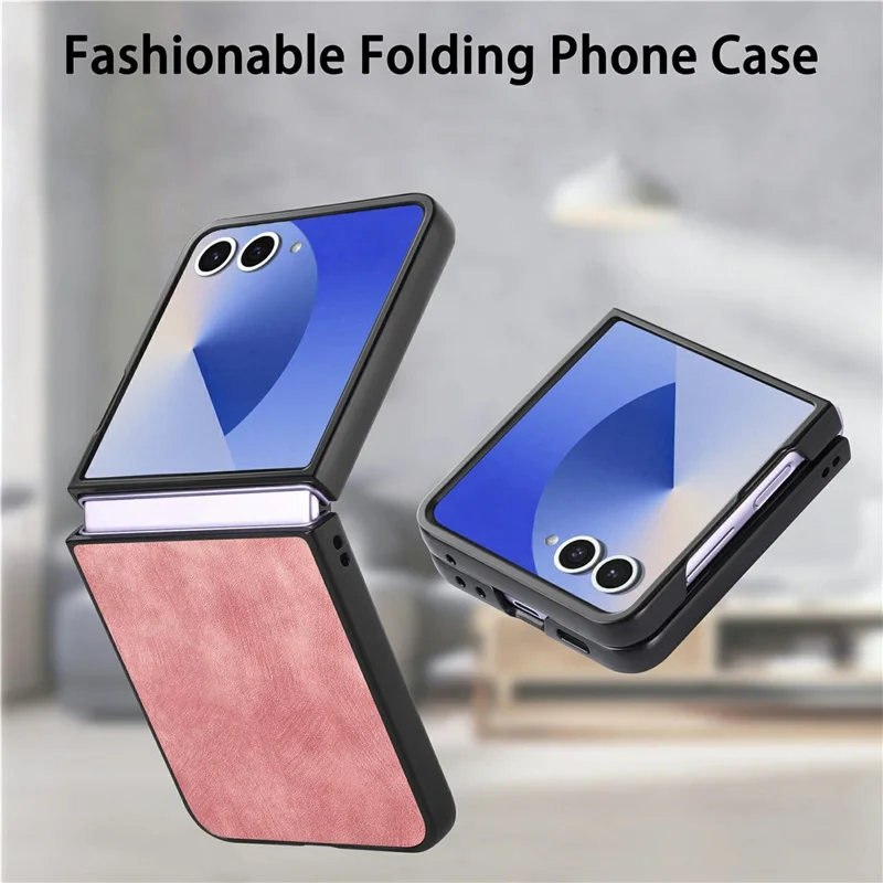 For Samsung Galaxy Z Flip8 Case Shockproof Slim Retro Leather Phone Back Cover - Pink