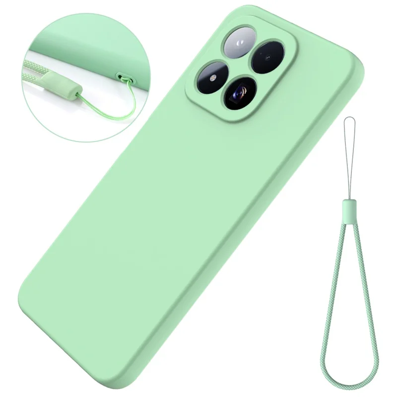 For Xiaomi 17 Max Liquid Silicone Case Phone Back Cover with Hand Strap - Green