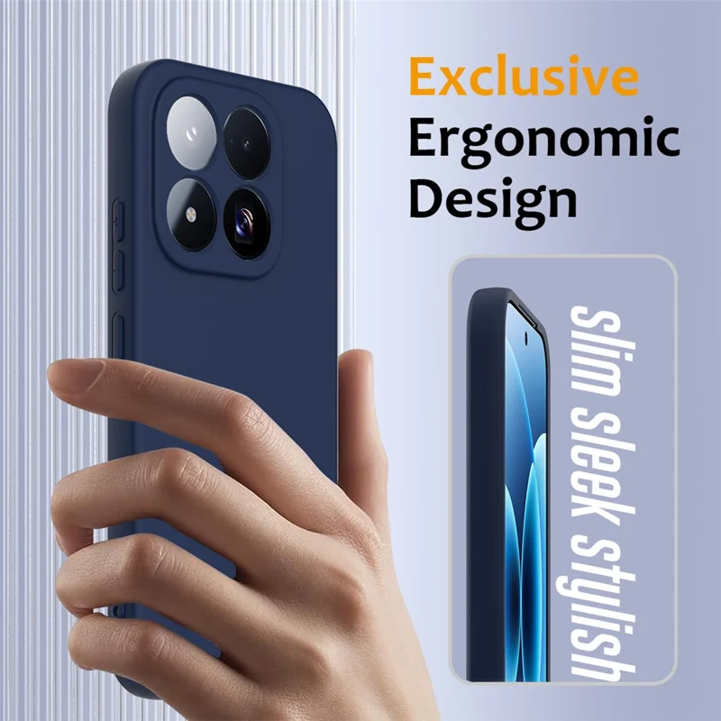 For Xiaomi 17 Max Magnetic Case Anti-Drop Liquid Silicone Phone Cover with Lanyard - Dark Blue