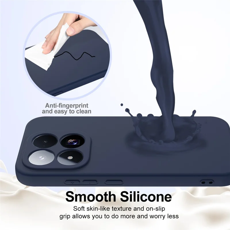 For Xiaomi 17 Max Magnetic Case Anti-Drop Liquid Silicone Phone Cover with Lanyard - Dark Blue
