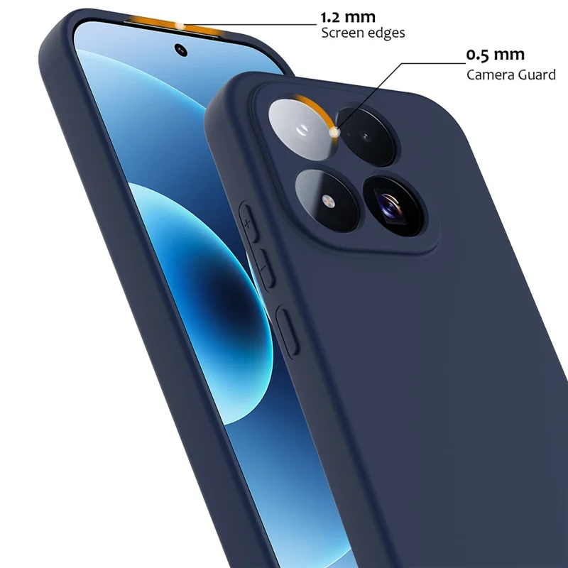For Xiaomi 17 Max Magnetic Case Anti-Drop Liquid Silicone Phone Cover with Lanyard - Dark Blue