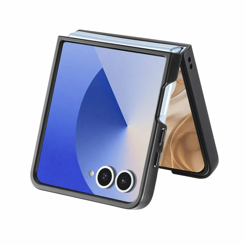 For Samsung Galaxy Z Flip8 Magnetic Case Denim Texture Leather + PC Shockproof Phone Cover - Black