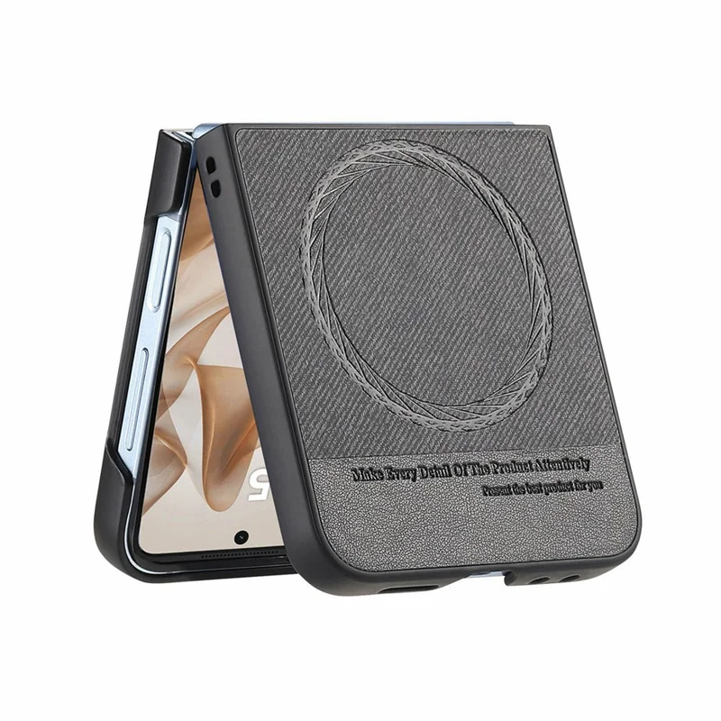 For Samsung Galaxy Z Flip8 Magnetic Case Denim Texture Leather + PC Shockproof Phone Cover - Black