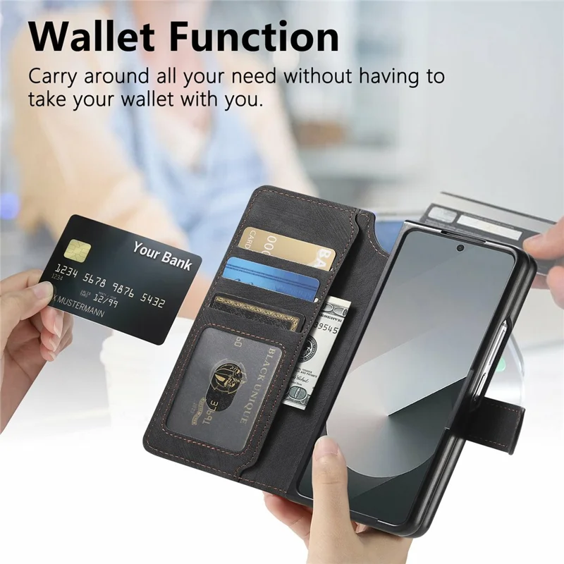 For Samsung Galaxy Z Fold8 Ultra Magnetic Case Detachable Wallet Leather RFID Blocking Foldable Phone Cover - Black