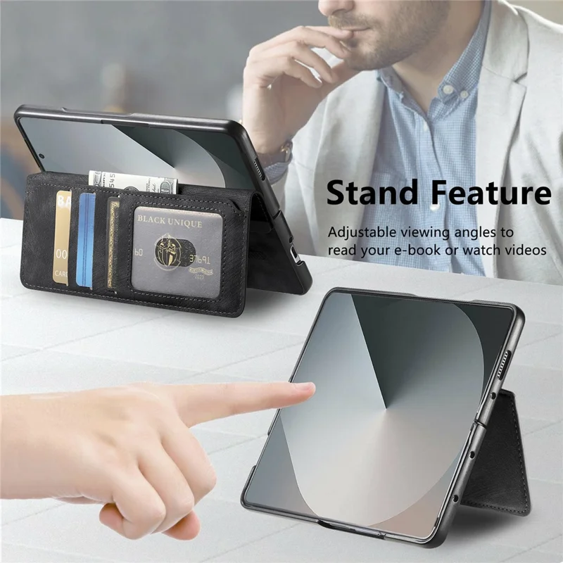 For Samsung Galaxy Z Fold8 Ultra Magnetic Case Detachable Wallet Leather RFID Blocking Foldable Phone Cover - Black