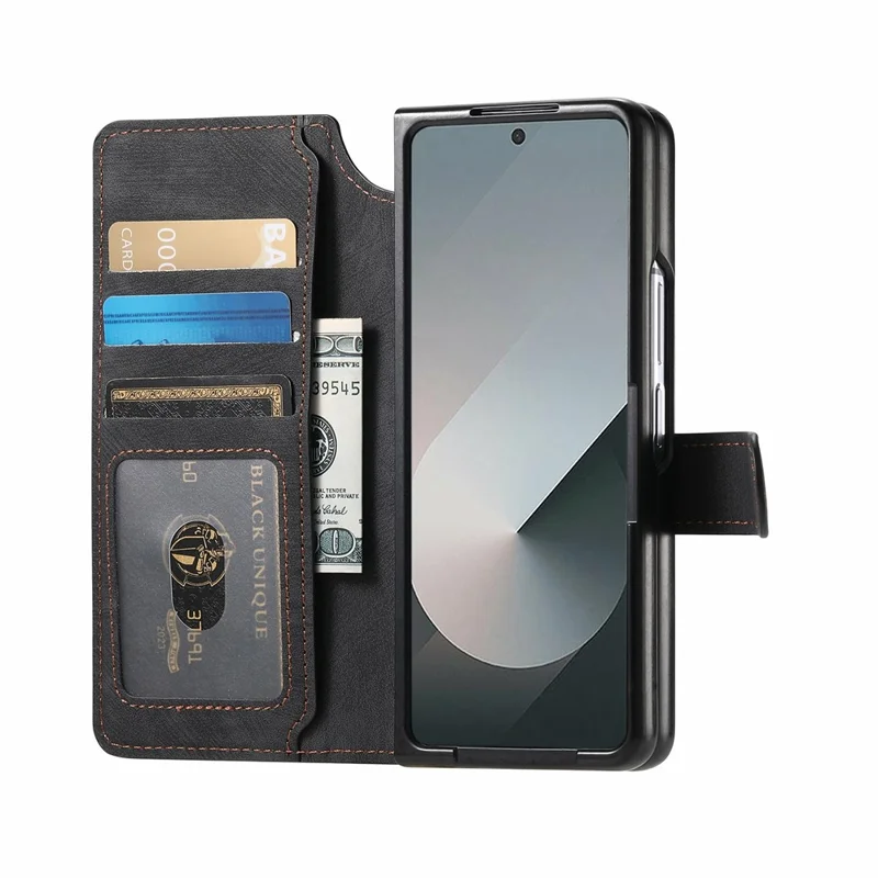 För Samsung Galaxy Z Fold7 5G Magnetisk Skåll Avtagbar Plånbok Läder RFID-blokkering Vekbar Telefonhölje - Svart