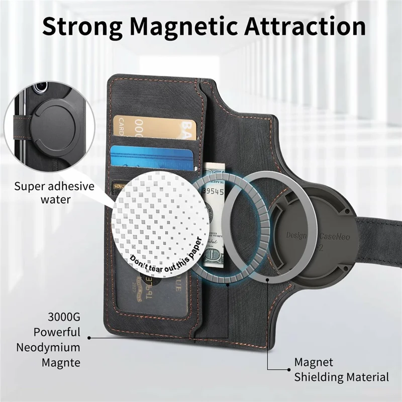 För Samsung Galaxy Z Fold7 5G Magnetisk Skåll Avtagbar Plånbok Läder RFID-blokkering Vekbar Telefonhölje - Svart