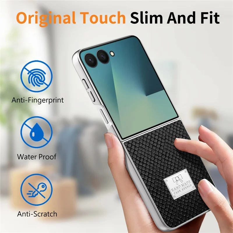 For Samsung Galaxy Z Flip8 Case Snake Pattern Leather + PC Anti-fingerprint Phone Cover - Black