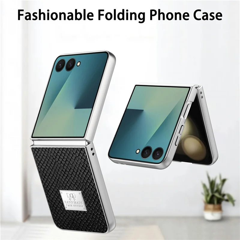 For Samsung Galaxy Z Flip8 Case Snake Pattern Leather + PC Anti-fingerprint Phone Cover - Black