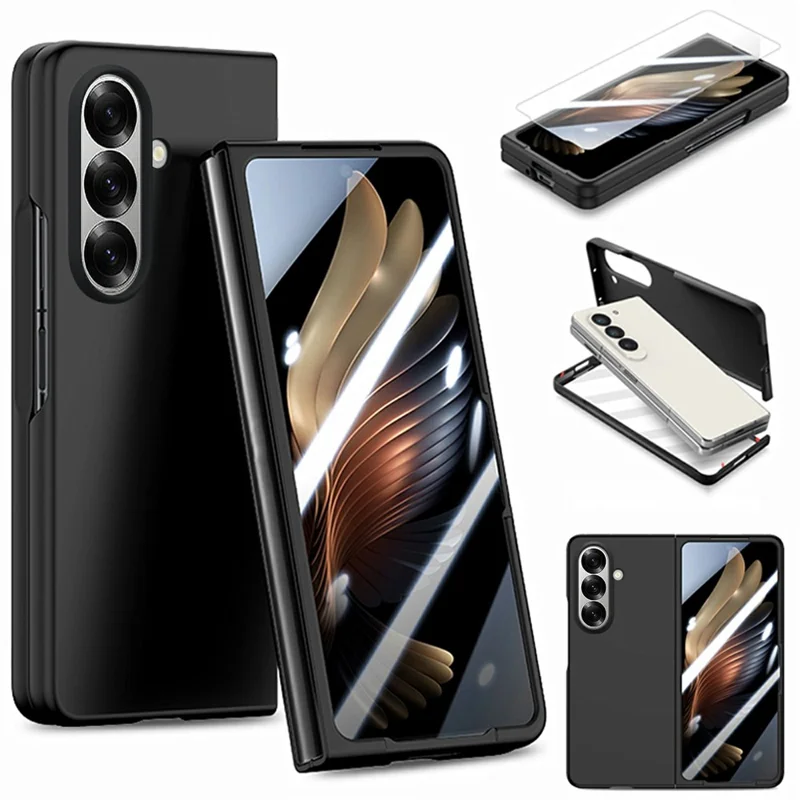 For Samsung Galaxy Z Fold8 Ultra Case Hard PC Soft-touch Phone Cover with Built-in Tempered Glass Film - Black