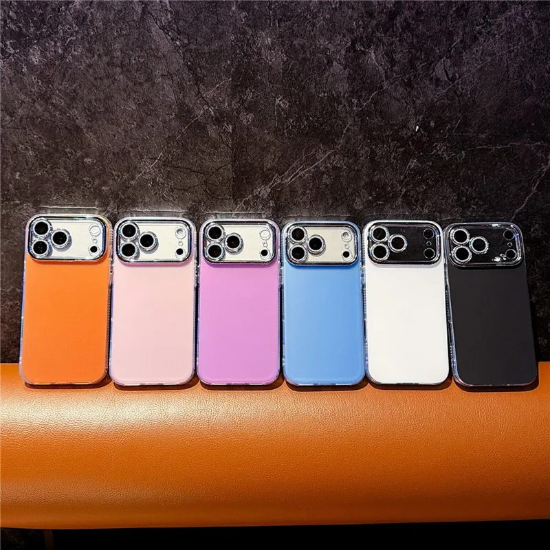 For iPhone 18 Pro Max / 17 Pro Max Case PC + TPU IMD Phone Cover with Electroplated Camera Frame - Vibrant Orange