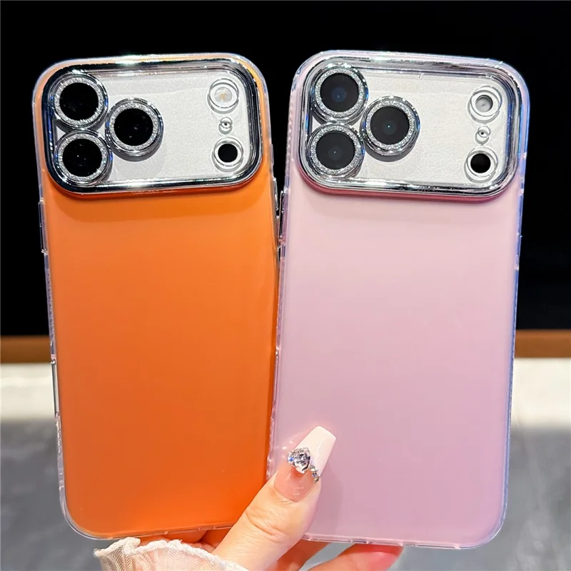 For iPhone 18 Pro Max / 17 Pro Max Case PC + TPU IMD Phone Cover with Electroplated Camera Frame - Vibrant Orange