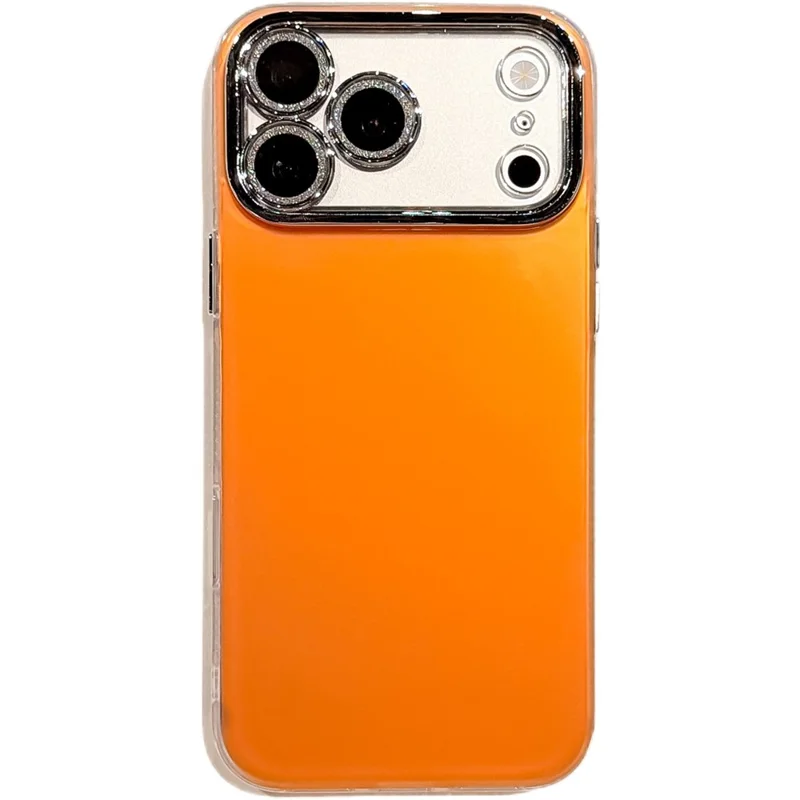 For iPhone 18 Pro / 17 Pro Case PC + TPU IMD Phone Cover with Electroplated Camera Frame - Vibrant Orange