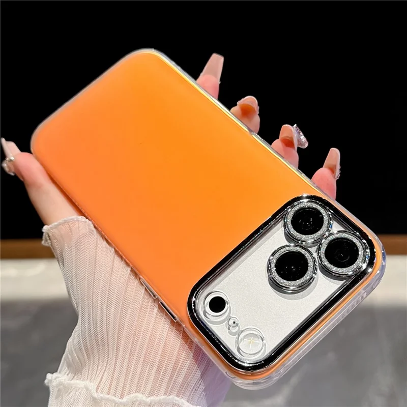 For iPhone 18 Pro / 17 Pro Case PC + TPU IMD Phone Cover with Electroplated Camera Frame - Vibrant Orange