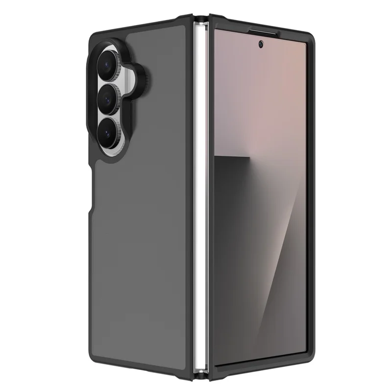 For Samsung Galaxy Z Fold8 Ultra Case Skin Touch TPU Frame Acrylic Back Phone Cover - Black