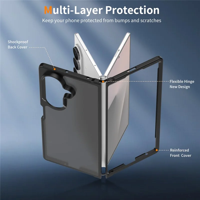 For Samsung Galaxy Z Fold8 Ultra Case Skin Touch TPU Frame Acrylic Back Phone Cover - Black