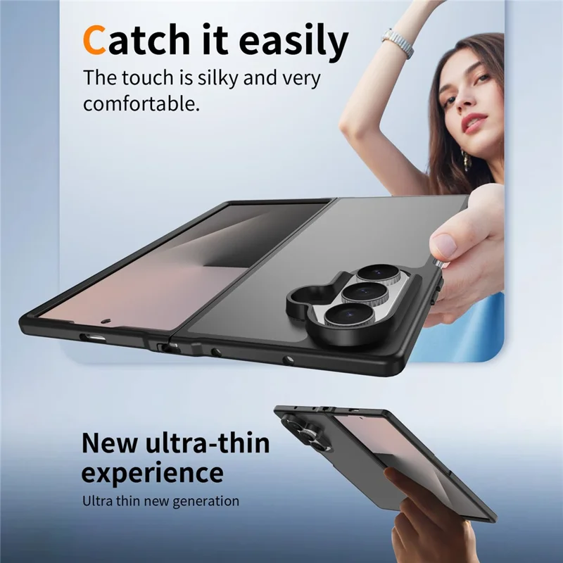 For Samsung Galaxy Z Fold8 Ultra Case Skin Touch TPU Frame Acrylic Back Phone Cover - Black