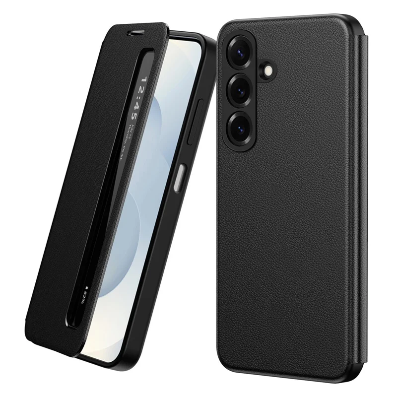 For Samsung Galaxy A27 5G Case Smart View Window Leather Phone Cover - Black