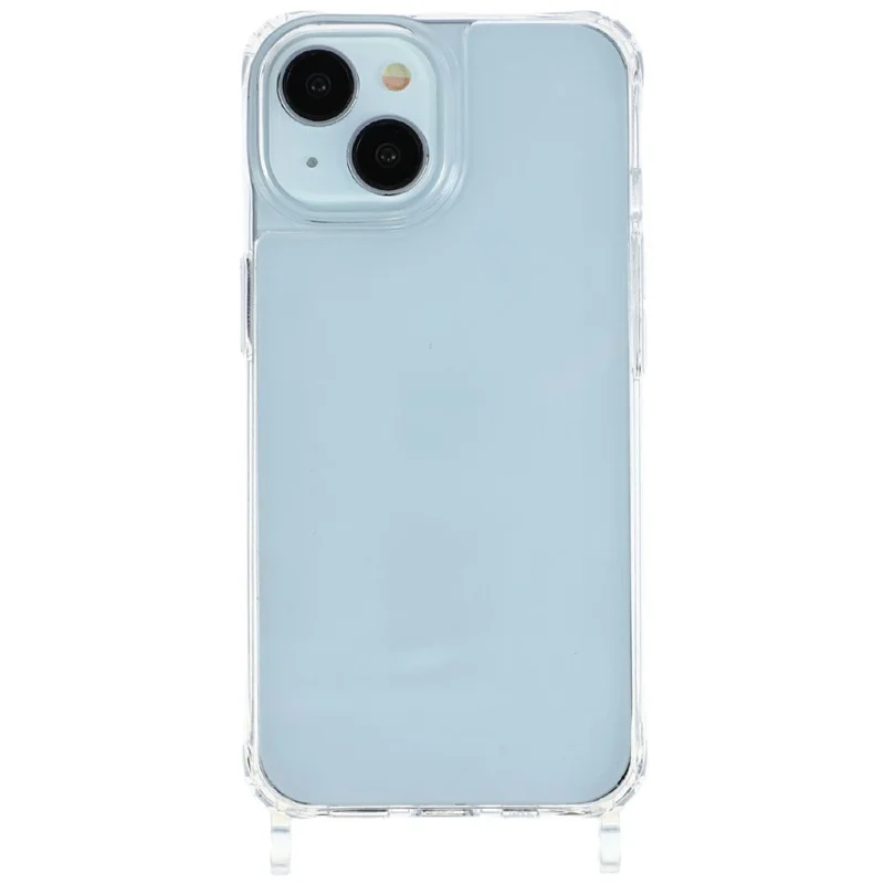 Coque pour iPhone 14, 1,5 mm, PC+TPU, transparente, avec trous pour lanière - Transparent