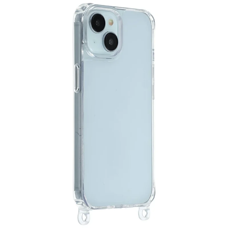 For iPhone 13 mini Case PC+TPU 1.5mm Clear Phone Cover with Lanyard Holes - Transparent